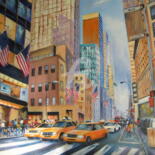 Painting titled "Taxis Newyorkais" by Dany, Original Artwork, Oil