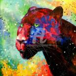 Painting titled "Panther" by Olha, Original Artwork, Oil