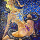Painting titled "THE GODDESS ISIS" by Daria Chenskaya, Original Artwork, Oil Mounted on Wood Stretcher frame