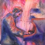 Pintura intitulada "Pianist in a sweate…" por Daria Kamishanova, Obras de arte originais, Aquarela