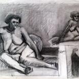 Рисунок под названием "Nude A" - Dario Raffaele Orioli, Подлинное произведение искусства, Древесный уголь