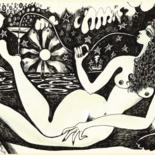 Drawing titled "Nude 1" by Dastid Miluka, Original Artwork, Ink