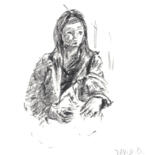 Drawing titled "Lucie (croquis dans…" by David Benayoun, Original Artwork, Pencil