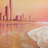 Painting titled "Gold Coast Seagulls" by David O'Halloran, Original Artwork, Oil