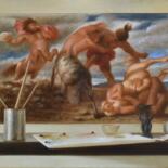 Malerei mit dem Titel "The age of chaos" von Davide Nunziante, Original-Kunstwerk, Öl Auf Keilrahmen aus Holz montiert