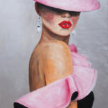 Pittura intitolato "Donna con cappello…" da Davide Pacini, Opera d'arte originale, Olio