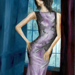 Pittura intitolato "Modella con vestito…" da Davide Pacini, Opera d'arte originale, Olio