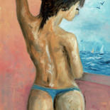 Painting titled "Guardando il mare" by Davide Pacini, Original Artwork, Oil