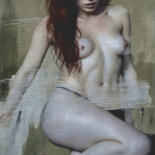 Digital Arts titled "NAKED BEAUTY" by Davide Poggio, Original Artwork, Digital Painting Mounted on Other rigid panel