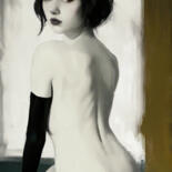 Painting titled "Anita" by Davide Poggio, Original Artwork, Digital Painting Mounted on Wood Stretcher frame