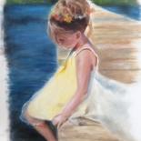 Painting titled "Child on the pier" by Calidè, Original Artwork, Oil