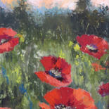 Painting titled "Landscape Poppies" by Calidè, Original Artwork