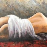 Pittura intitolato "Femme nue allongée,…" da Deborah Kerner, Opera d'arte originale, Olio