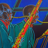 Pintura intitulada "the oboe players 10…" por Dek, Obras de arte originais, Acrílico Montado em Cartão