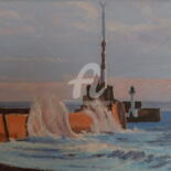 Peinture intitulée "L'entrée du port du…" par Desnoyers, Œuvre d'art originale, Acrylique