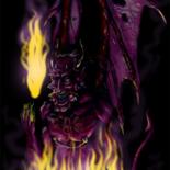 Painting titled "Purple demon" by Dhaveed Woody, Original Artwork, Oil
