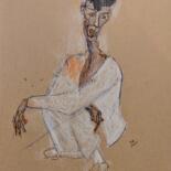 Dessin intitulée "Mann im weißen Anzug" par Diana Knepper, Œuvre d'art originale, Pastel