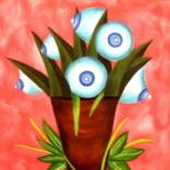 Painting titled "Vaso com flores" by Diana Doctorovich, Original Artwork