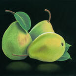Painting titled "Green Pears" by Dietrich Moravec, Original Artwork, Pastel