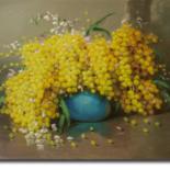 Painting titled "mimose" by Massimo Di Lecce, Original Artwork