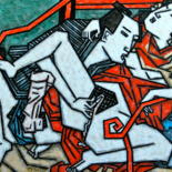 Картина под названием ""Shunga" (Erotic pa…" - Dmitriy Trubin, Подлинное произведение искусства, Масло