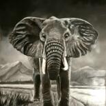 Malerei mit dem Titel "L'ELEPHANT" von Dom Art 44, Original-Kunstwerk, Öl