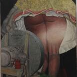 Картина под названием "il ventilatore" - Domenico Ventura, Подлинное произведение искусства, Масло Установлен на Деревянная…
