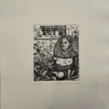 Incisioni, stampe intitolato "donna con seno scop…" da Domenico Ventura, Opera d'arte originale, Acquaforte