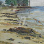 Peinture intitulée "kayack-et-promeneur…" par Bertrand Domin, Œuvre d'art originale