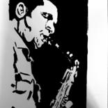 Peinture intitulée "Art Pepper 4" par Dominique Dève, Œuvre d'art originale, Encre