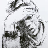 Drawing titled "The Hand" by Dominique Dève, Original Artwork, Charcoal