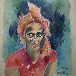 Painting titled "femme coquillage" by Dominique Drujon, Original Artwork, Watercolor