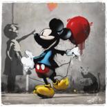 Painting titled "Mickey chez bansky" by Dominique Kleiner, Original Artwork, Digital Painting