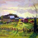 Painting titled "Herzig's Farm" by Don Bourret, Original Artwork, Oil
