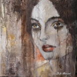 Картина под названием "She walks alone fro…" - Donatella Marraoni, Подлинное произведение искусства, Масло
