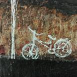 Painting titled "bici nera" by Donatella Marraoni, Original Artwork, Oil