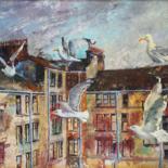 Peinture intitulée "My Glaswegian Birds…" par Dora Stork, Œuvre d'art originale, Cire