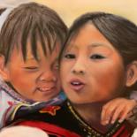 Peinture intitulée "Asie" par Dorothée Kergoat, Œuvre d'art originale, Pastel