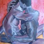 Peinture intitulée "le baiser" par Herve Yann Dubois, Œuvre d'art originale, Huile