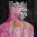 Dessin intitulée "King" par Dunja Jung, Œuvre d'art originale, Fusain