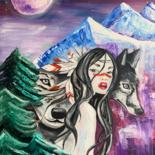 Painting titled "WILD" by Nataliia Diadyk (NAE), Original Artwork, Oil Mounted on Wood Stretcher frame