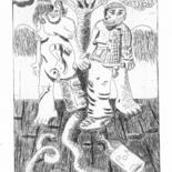 Incisioni, stampe intitolato "Adam et Lèvres" da Eddy Legrand, Opera d'arte originale, Acquaforte