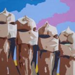 Peinture intitulée "Les cheminées de Ga…" par Edouard Aguilo, Œuvre d'art originale, Acrylique