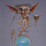Schilderij getiteld "Druid" door Ed Schaap, Origineel Kunstwerk, Olie