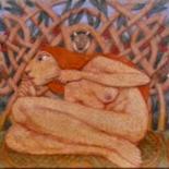 Dibujo titulada "Nude hiding in a Th…" por Edwin Loftus, Obra de arte original, Lápiz Montado en Otro panel rígido