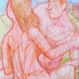 Dessin intitulée "Lovers, Interruption" par Edwin Loftus, Œuvre d'art originale, Pastel Monté sur Autre panneau rigide