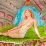 Desenho intitulada "Venus Reclining in…" por Edwin Loftus, Obras de arte originais, Pastel Montado em Outro painel rígido