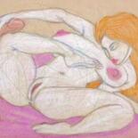 Zeichnungen mit dem Titel "Woman in Lust" von Edwin Loftus, Original-Kunstwerk, Pastell Auf Andere starre Platte montiert
