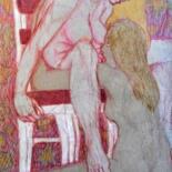 Drawing titled "Lovers 66" by Edwin Loftus, Original Artwork, Pastel Mounted on Other rigid panel