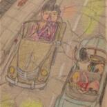 Dessin intitulée "Cruising the Gut, 1…" par Edwin Loftus, Œuvre d'art originale, Pastel Monté sur Autre panneau rigide
